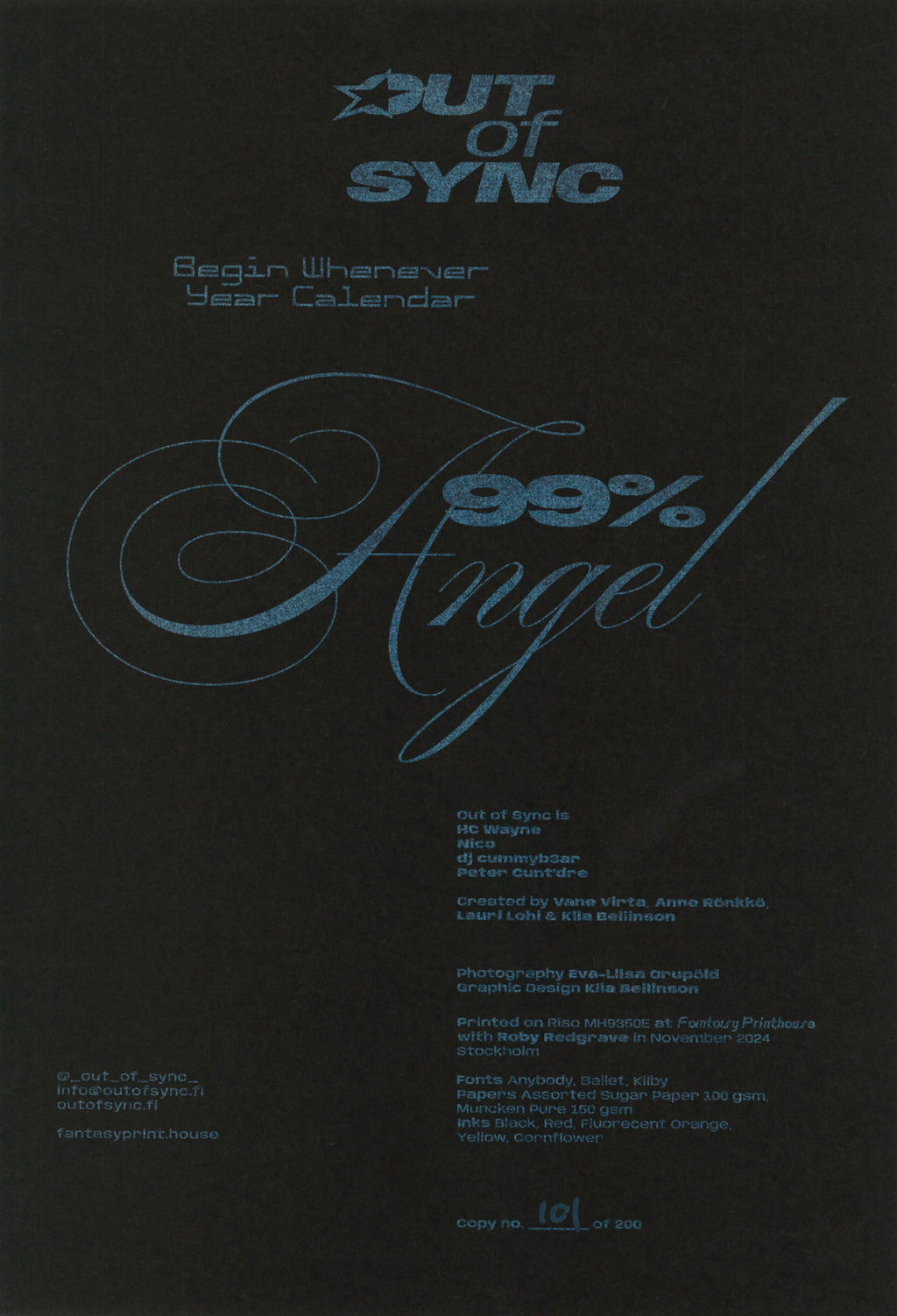 Out of Sync ★ 99% Angel ★ Begin Whenever Year Calendar