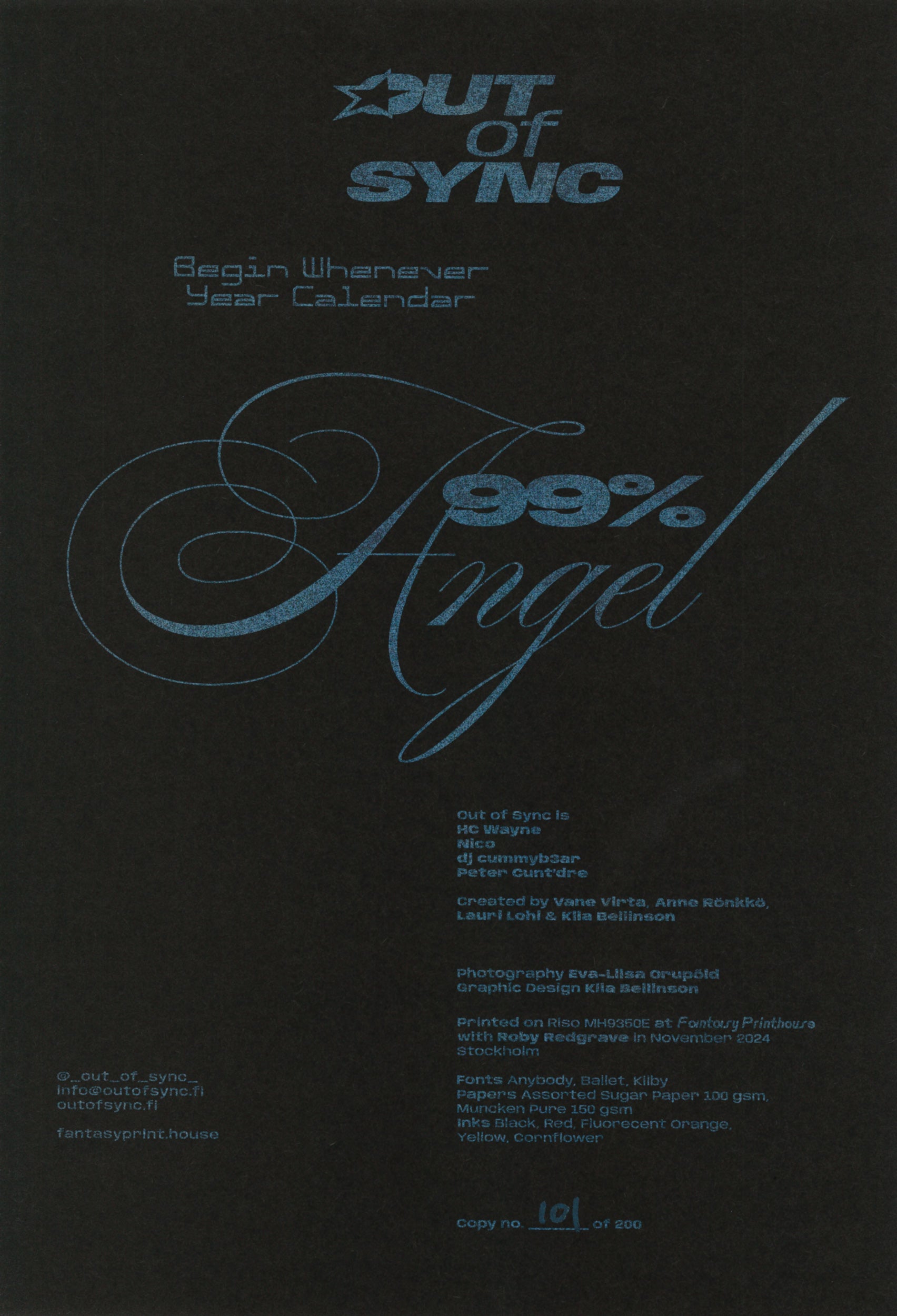 Out of Sync ★ 99% Angel ★ Begin Whenever Year Calendar